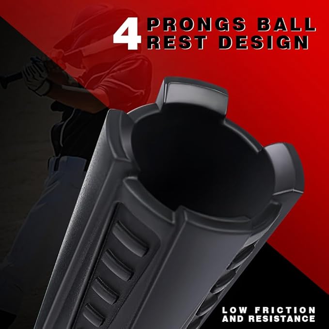 4-Prongs Ball Rest Batting Tee for Baseball and Softball, 23" to 44" Adjustable Baseball Tees for Hitting,Heave Duty Base Baseball Tee (No Included The Baseball)