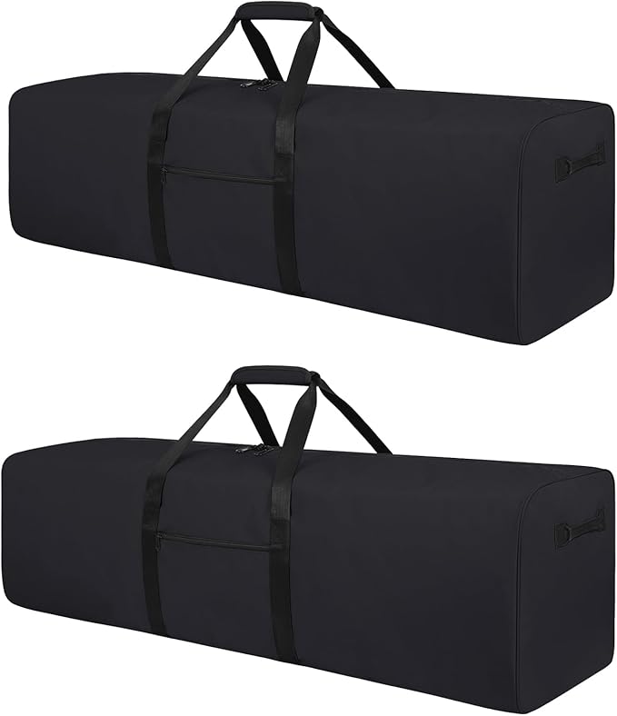 48 Inch Travel Duffle Bag Extra Large Sport Equipment Duffel Bags with 2-way Lockable Zippers(Black 48inch 2Pack)