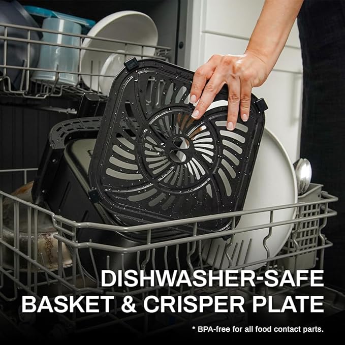 Air Fryer 6.8 Quarts, 10-in-1 Functions, Air Fry, Roast, Bake, Broil, Dehydrate, Large & Compact Air Fryers, Nonstick & Dishwasher-Safe Airfryer Basket, Stainless Steel Air Fryer, Metal Grey