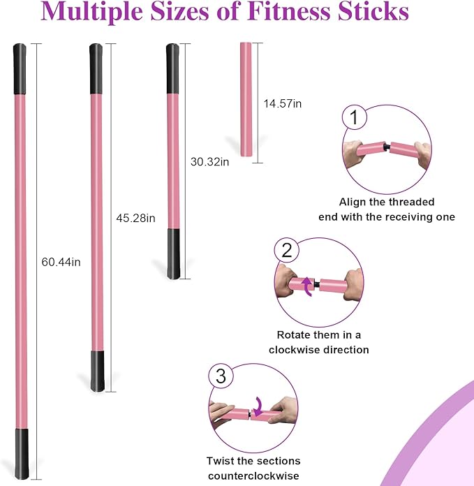 5ft Yoga Stick - Sturdy Steel Adjustable Stretching Stick for Mobility,Flexibility & Balance | Non-Slip Ends & Foam Handles | Exercise Pole for Fitness,Physical Therapy,Posture Correction