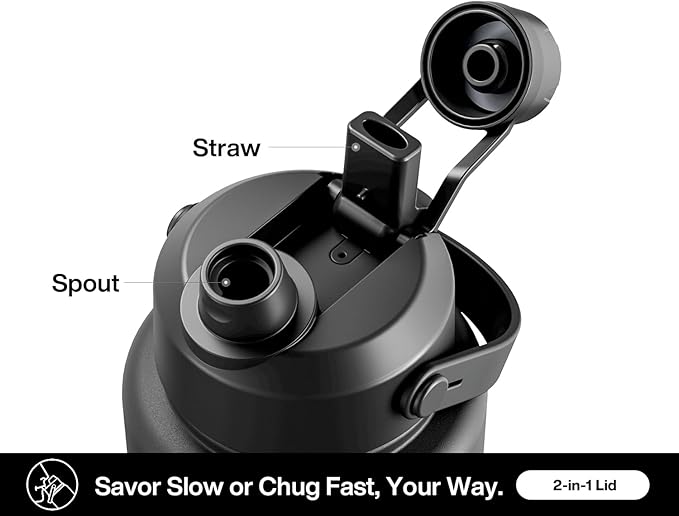 40 oz Insulated Water Bottle with 2-in-1 Straw and Spout Lid, Keep Cold 24H, Leak-Proof, BPA-Free, Double Wall Stainless Steel Water Bottle for Sports, Gym, Travel, and School (Twilight Cosmos)