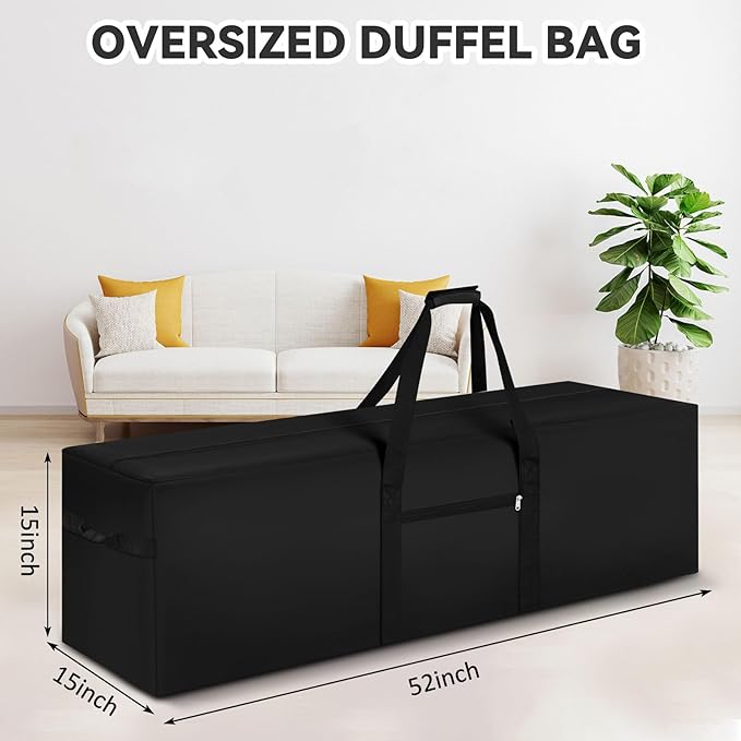 52 x 15 x 15 Inch, 190 L Extra Large Duffle Bag Camping Tent Storage Duffle Sports Equipment Bag Heavy Duty and Waterproof for Travel Camping Tent Pole Hammock Tripod Fishing Luggage Moving