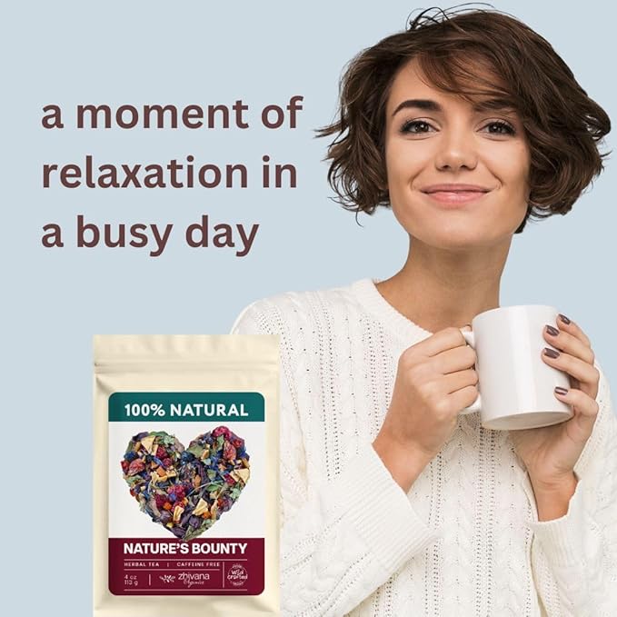 Loose Leaf Tea No Caffeine with Raspberry, Cornflower, Rosehip & Hibiscus (4oz.) โ Fruit Tea Summer Herbal Infusion with Wild Berries