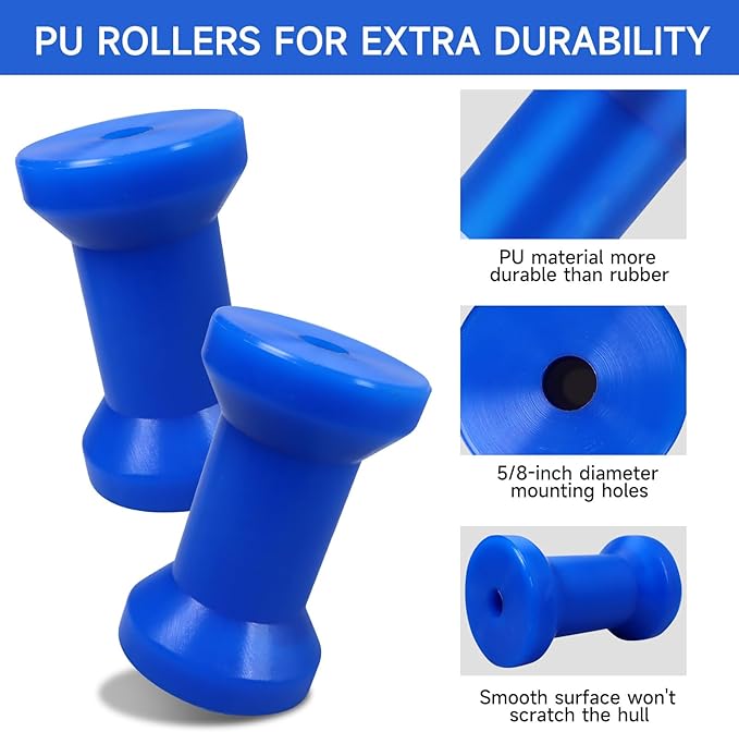 4INCH/5INCH Updated Boat Trailer Rollers with Brackets Blue Keel Roller Assembly Galvanized Steel