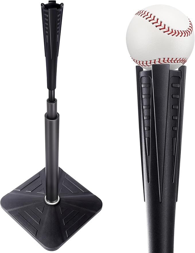 4-Prongs Ball Rest Batting Tee for Baseball and Softball, 23" to 44" Adjustable Baseball Tees for Hitting,Heave Duty Base Baseball Tee (No Included The Baseball)