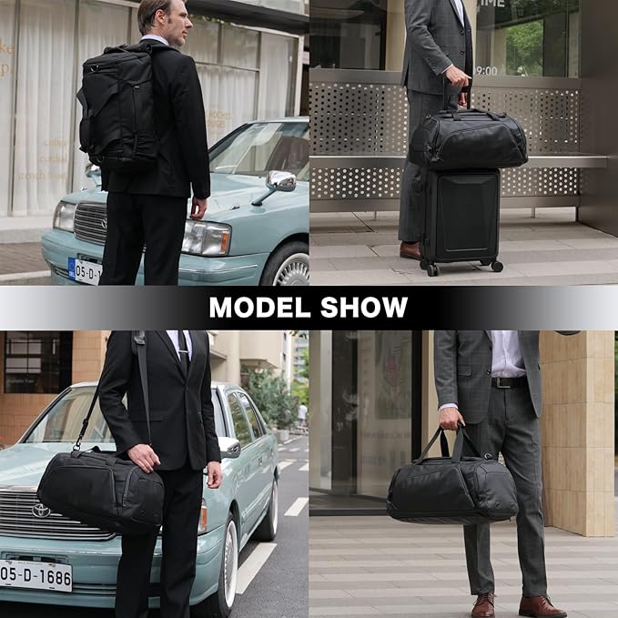 40L Travel Duffle Bag, 4-in-1 Large Gym Bag with Shoe & Wet Clothes and Laptop Compartments, Black