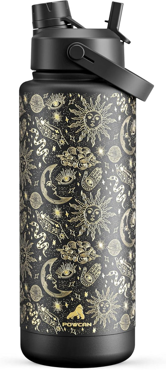 40 oz Insulated Water Bottle with 2-in-1 Straw and Spout Lid, Keep Cold 24H, Leak-Proof, BPA-Free, Double Wall Stainless Steel Water Bottle for Sports, Gym, Travel, and School (Twilight Cosmos)