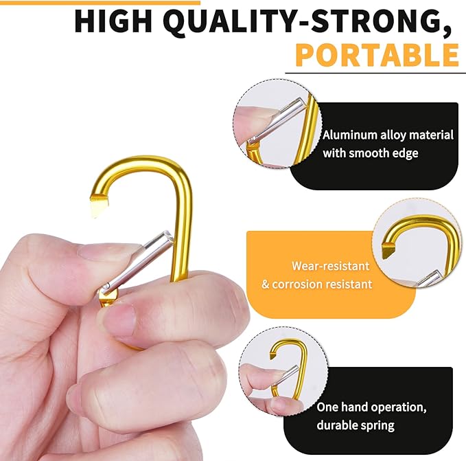 40 Pack 2" Aluminum Carabiner Clip D Ring Carabiners Small Carabiner Keychain Spring Snap Hooks, Mini Carabiner Clip Set for Keys, Dog Leash, Camping Hiking Accessories
