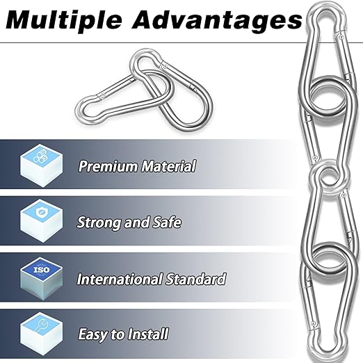 40 PCS 2.36'' Spring Snap Hook Carabiner, M6 1/4 Inch Galvanized Silver Steel Carabiner Clip, Small Carabiner Clip 260LBS Holding Capacity Quick Link Clip Keychain for Hammock Dog Leash & Camping Gym
