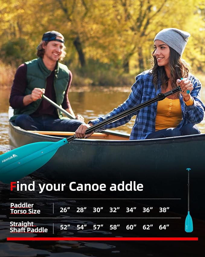 Abahub Adjustable Canoe Paddle Aluminum Shaft, 4'3''-5'3''/130cm-160cm, Floatable Oar for Canoeing Boating Kayaking