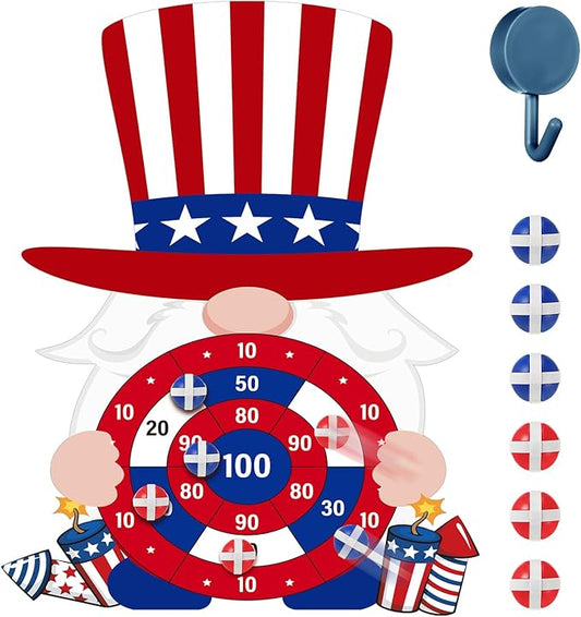 4th of July Games Set Patriotic Dart Board Games with 6 Sticky Balls Independence American Day Party Favor for Red White and Blue Party Throwing Indoor Outdoor Yard(Top Hat)