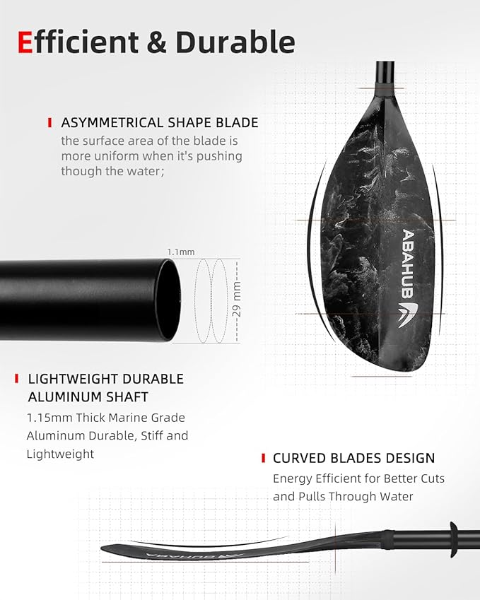 Abahub Adjustable Kayak Paddle 210-230 cm/ 230-250 cm Floating Kayaking Oars Boating Oars Canoeing Oars Black