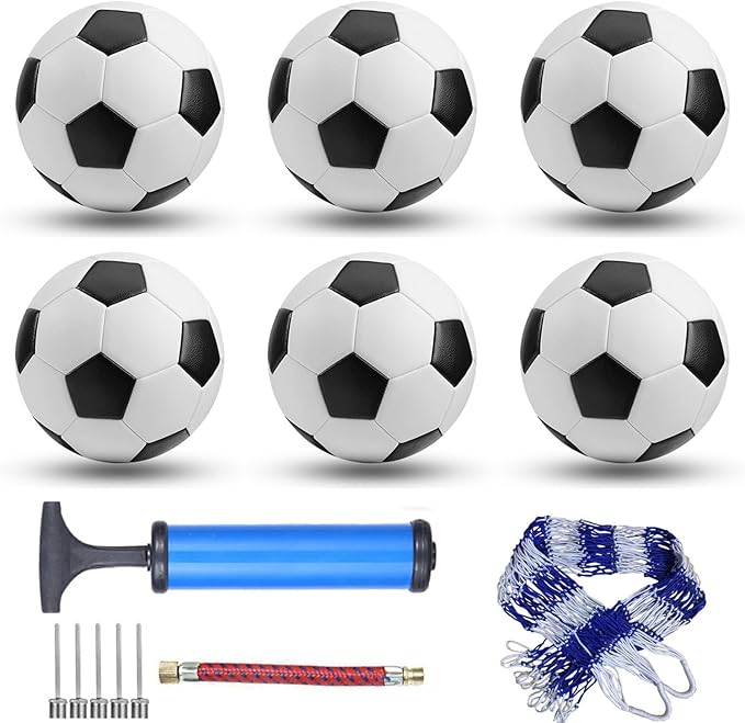 6 Pack Classic Soccer Balls Size 5/4/3 Includes Ball Pump and Net Bag,Soccer Training Ball Practice for Kids and Adults,Competition Soccer for Indoor Outdoor