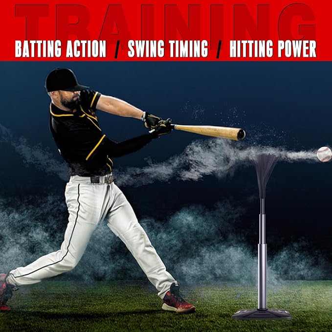 4-Prongs Ball Rest Batting Tee for Baseball and Softball, 23" to 44" Adjustable Baseball Tees for Hitting,Heave Duty Base Baseball Tee (No Included The Baseball)