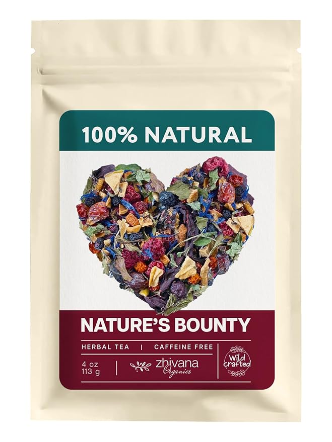 Loose Leaf Tea No Caffeine with Raspberry, Cornflower, Rosehip & Hibiscus (4oz.) โ Fruit Tea Summer Herbal Infusion with Wild Berries