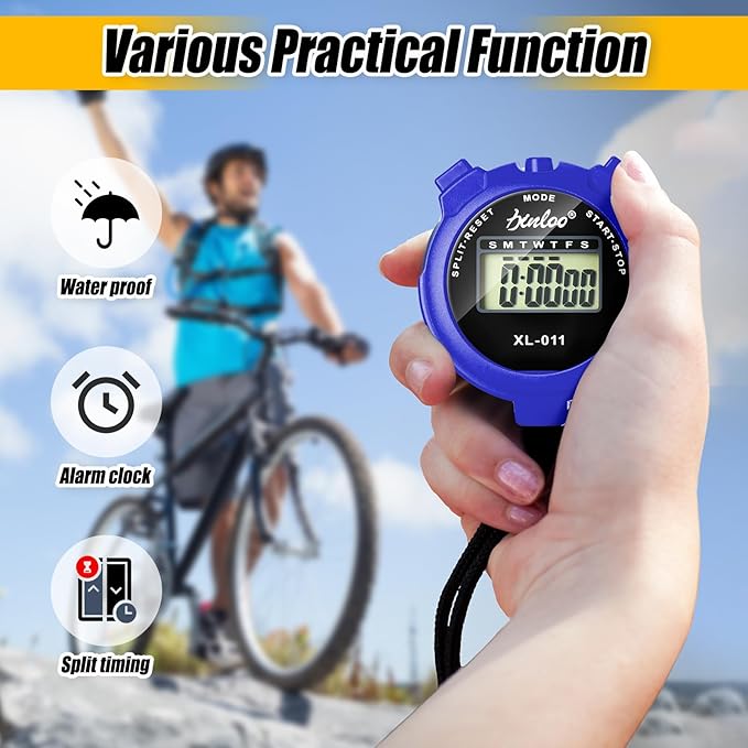 48 Pcs Digital Stopwatch Timer Plastic Whistle Bulk for Sports Coaches Referee Waterproof Watch Timer Whistle with Lanyard Multi Function Electronic Fitness Date Alarm (Multicolor)