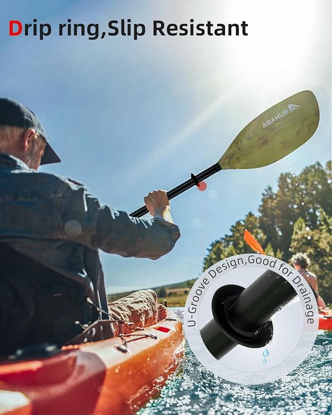 Abahub Adjustable Kayak Paddle 210-230 cm/ 230-250 cm Floating Kayaking Oars Boating Oars Canoeing Oars Black