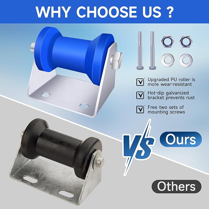 4INCH/5INCH Updated Boat Trailer Rollers with Brackets Blue Keel Roller Assembly Galvanized Steel