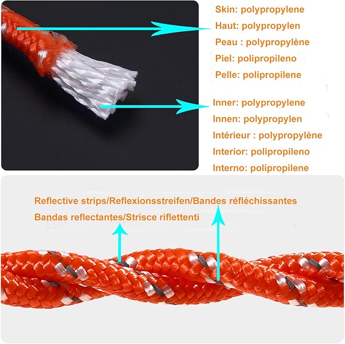 5/16 in (8mm) x 100 ft (30Meter) Marine Floating Rope for Boating, Fishing, Rafting, Camping, Hiking, Hunting, Anchor, Mooring, Dock Lines, Kayak, Canoe, Rescuing Reflective Orange