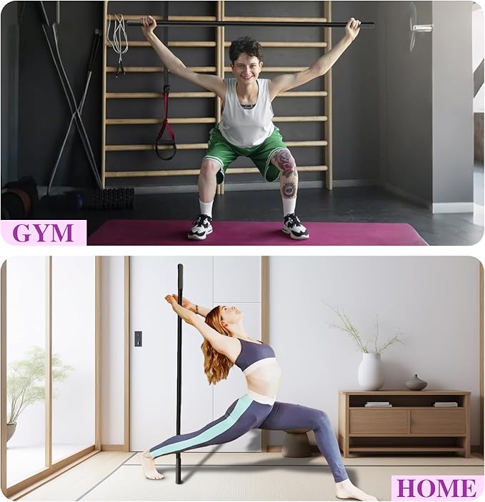 5ft Yoga Stick - Sturdy Steel Adjustable Stretching Stick for Mobility,Flexibility & Balance | Non-Slip Ends & Foam Handles | Exercise Pole for Fitness,Physical Therapy,Posture Correction