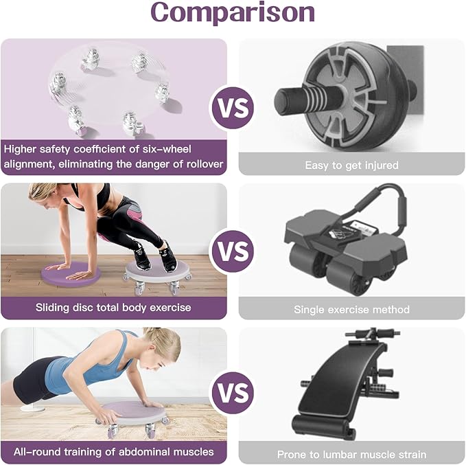 6 Caster Ab Roller, Ab Exercise Equipment with Knee Pads, Ab Roller Wheel for Core Exercise, Abdominal Strength Training for Home Gym, 360° Silent Ab Workout Equipment