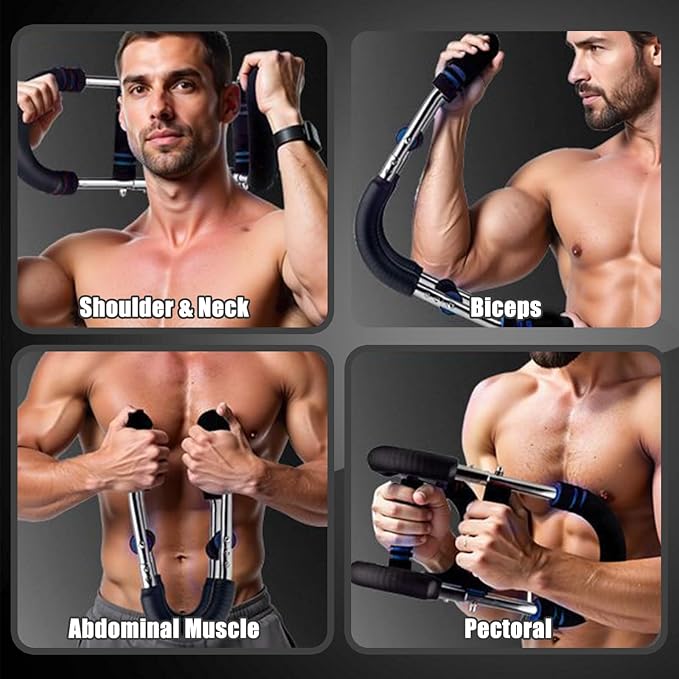 6 Levels Twister Arm Trainer, 40-50-60-75-90-110lb Adjustable Chest Workout Equipment, Portable Power Twister Bar, Body Fitness Machine for Shoulder Back Abdominal Thigh Muscle, Detachable, Men & Women