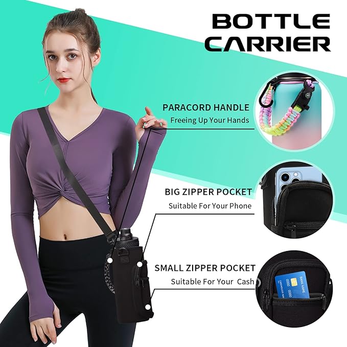 40oz Insulated Water Bottles with Straw and Paracord Handle, Metal Flask Bottle Keep Cold for Cold-48H Hot-24H, Double Vacuum Travel Thermo Mug with Carrying Pouch for Sports Hiking Cycling Running