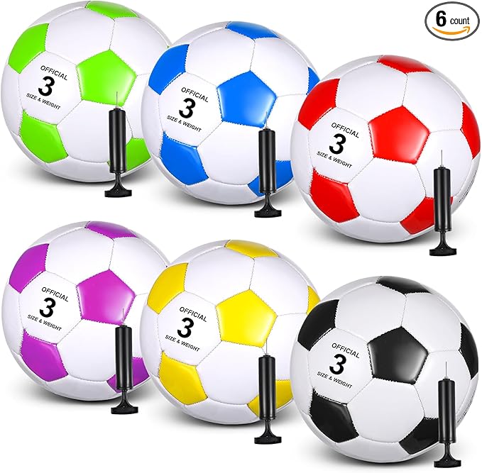 6 Pcs Operation Christmas Soccer Ball Bulk with Pump Needles, Size 3 4 5 Deflated Soccer Ball Gift for Youth Adult Game Training Practice Christian Charity Donation Supplies