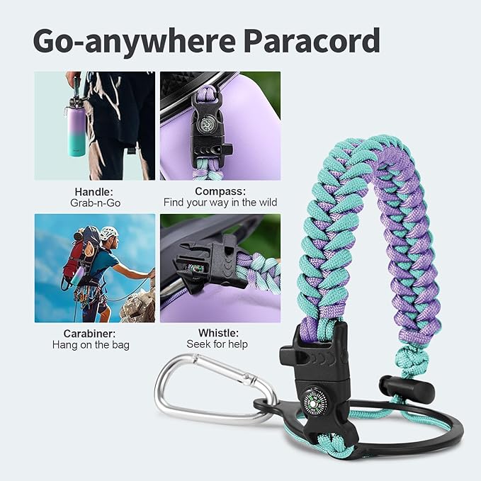 40 oz Insulated Water Bottle with Straw (Cold for 48 Hrs), Stainless Steel Triple Wall Vacuum Sports Water Jug, Leakproof Hydro Cup Flask with Paracord Handle & Straw Spout Lids & DIY Stickers