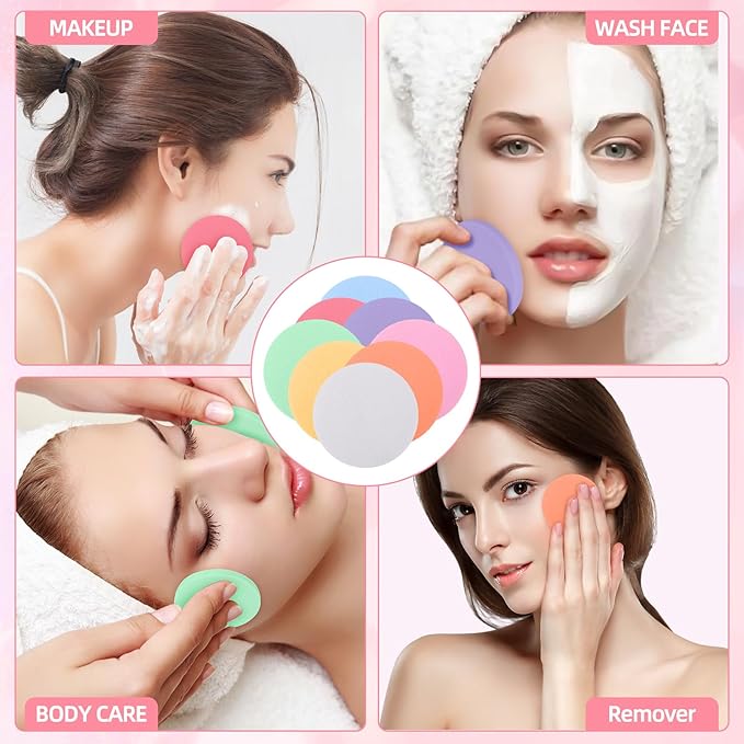 480 Pcs Compressed Facial Sponges for Makeup Removal & Exfoliating Premium Face Cleansing Sponge Pads for Women & Girls Soft Wash Round Sponge Spa & Daily Use,Multiple colors