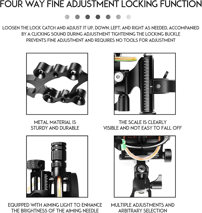 5-Pin Archery Bow Sight, Outdoor Archery Equipment, Tool-Less Micro-Click Adjustments Use with Left and Right-Hand Bows