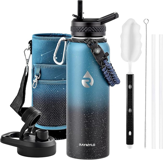 40oz Insulated Water Bottle, Triple Wall Vacuum Stainless Steel Water Bottles - Keeps Cold 48H, Reusable Metal water flask Jug for Gym, Sports, Camping, Hiking,Travel, Midnight Blue Speckle