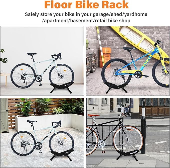 Adjustable Bike Parking Stand Fits 16-29 Inch Bicycles, Compatible with 23c-3.0 Tire Width – Heavy-Duty Plastic, Easy Installation, Stylish Two-Tone Design (Black(2 Pack))