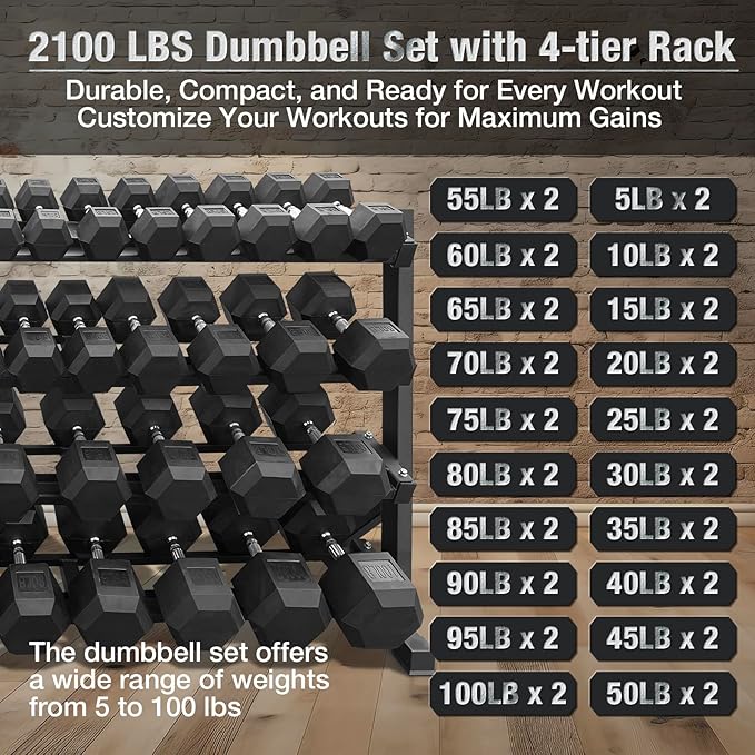 550 lbs 1200lbs 2100 lbs Dumbbells Weight Set, Hex Dumbbell Sets, Gyms Weights Dumbbells Sets, Weight Set for Home Gym, Strength Training, Fitness Center Equipment