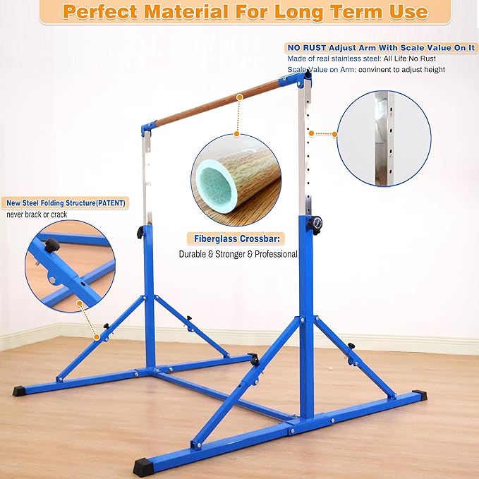 4FT/5FT Gymnastic Bar Set Gymnastics Horizontal Bar Gymnastics Kip Bar for Kids Home Use