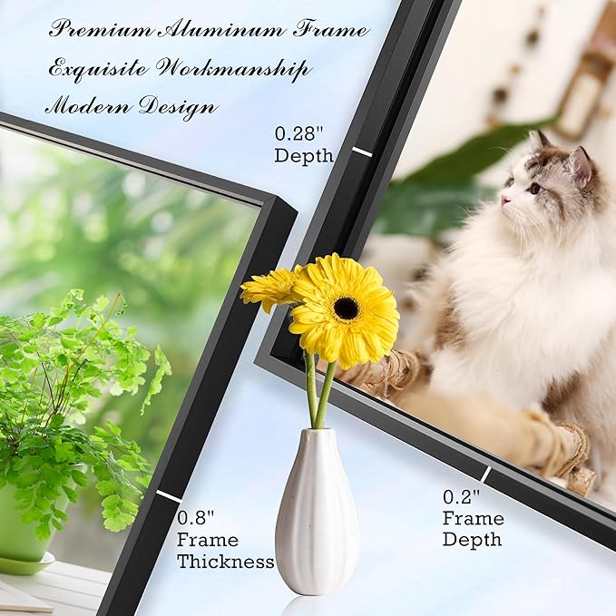 55x30 Inch Black Bathroom Mirror for Wall, Aluminum Frame Rectangle Rectangular Vanity Mirror, Modern Large for Bedroom, Living Room, Horizontal or Vertical