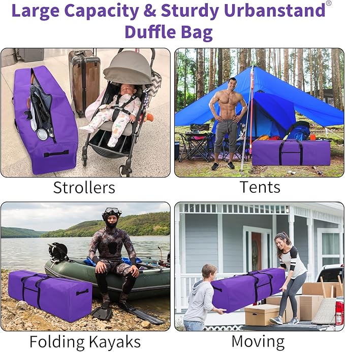 52 Inch Large Duffle Bag for Travel Camping Sport Equipment Storage Bag with 2-way Lockable Zippers Purple