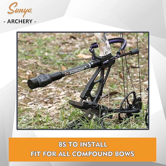 SUNYA Archery Bow Stabilizer for Compound Bow, Carbon Fiber Body Flexible Core, Damping System and Weights Kit, 8",10",12" 15" in Expedition Series