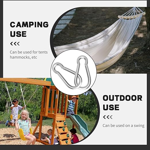 400PCS M4 Spring Snap Hook Carabiner, Heavy Duty Galvanized Steel Carabiner Clip, 110LBS Holding Capacity Spring Clips for Hammock Swing Outdoor Travel