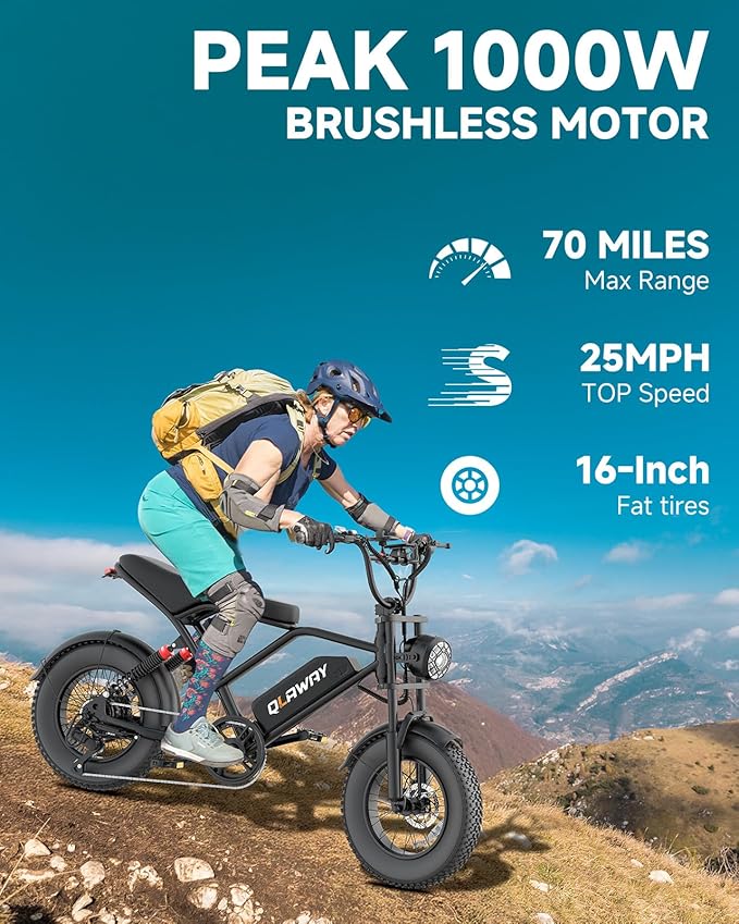 500W/750W Fat Tire Electric Dirt Bike for Adults, 48V 13.5AH/18AH Removable Battery 16"/20" Electric Motorcycle Ebikes with 31MPH Top Speed, 40-70 Miles Range, Full Suspension