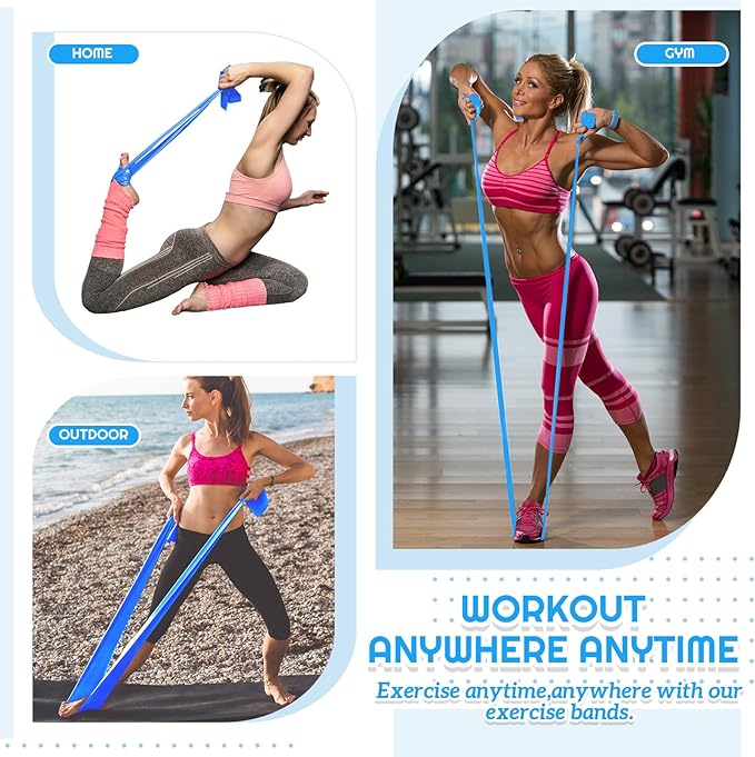 6 Pcs Fitness Resistance Exercise Bands 6 Tube Pedal Puller Resistance Band Set for Women Weight Loss Thigh Training Workout Equipment Elastic Arms Abdomen Shoulder Waist Leg Beginners Yoga