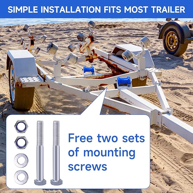 4INCH/5INCH Updated Boat Trailer Rollers with Brackets Blue Keel Roller Assembly Galvanized Steel