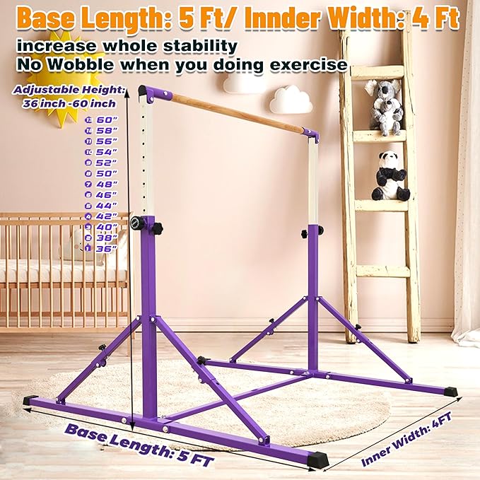 4FT/5FT Gymnastic Bar Set Gymnastics Horizontal Bar Gymnastics Kip Bar for Kids Home Use