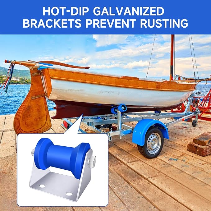 4INCH/5INCH Updated Boat Trailer Rollers with Brackets Blue Keel Roller Assembly Galvanized Steel