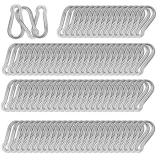 40 PCS 2'' Spring Snap Hook Carabiner, M5 3/16 Inch Galvanized Silver Steel Small Carabiner Clip, 220LBS Holding Capacity Quick Link Clip Keychain for Hammock Dog Leash & Camping Gym