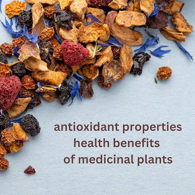 Loose Leaf Tea No Caffeine with Raspberry, Cornflower, Rosehip & Hibiscus (4oz.) โ Fruit Tea Summer Herbal Infusion with Wild Berries