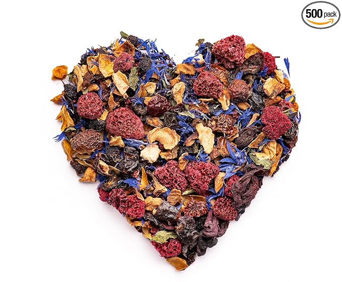 Loose Leaf Tea No Caffeine with Raspberry, Cornflower, Rosehip & Hibiscus (4oz.) โ Fruit Tea Summer Herbal Infusion with Wild Berries