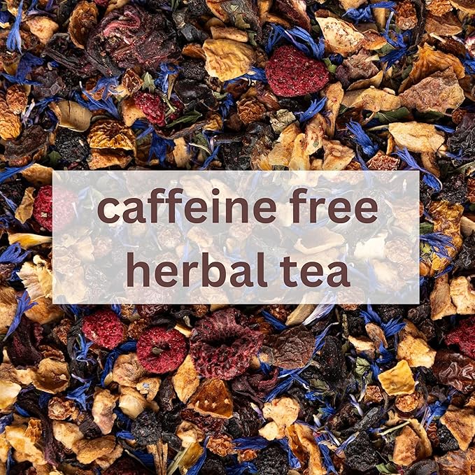 Loose Leaf Tea No Caffeine with Raspberry, Cornflower, Rosehip & Hibiscus (4oz.) โ Fruit Tea Summer Herbal Infusion with Wild Berries