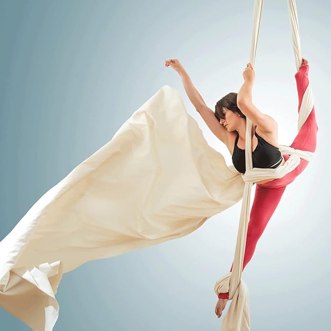 Aerial Silks Yoga Swing Set - 9/11 Yards Aerial Yoga Hammock Kit Anti-Gravity Flying for Fitness, Low/Non Stretch Nylon Tricot Fabric Hardware Included for Dance