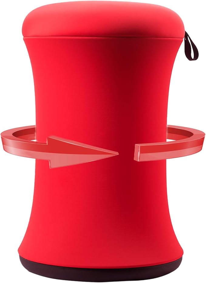 ADHD Wobble Stool, Yoga Ball Chair, Ergonomic Active Sitting Stool for Adults,Kids, Improves Focus, Posture Balance Adjustable Height, Non-Slip Base for Home, School, Exercise, Yoga (Red)